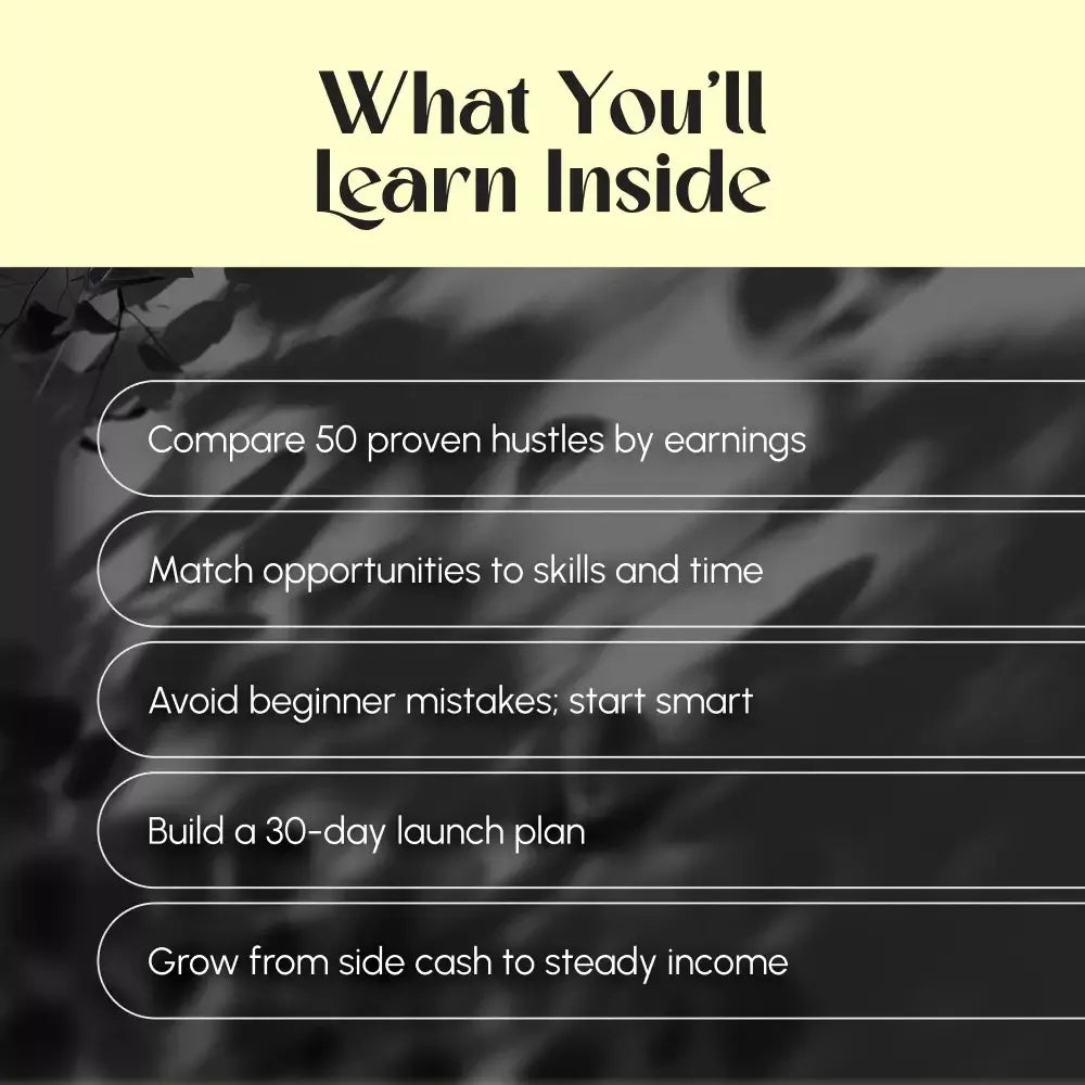 Top 50 Side Hustles That Actually Pay | Digital Download PDF eBook | Side Hustle Ideas That Make Money | Gig Economy & Passive Income